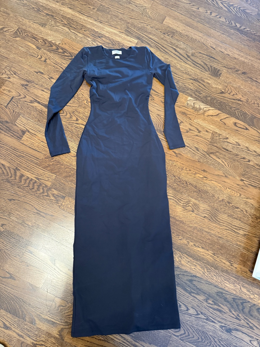Aritzia Navy Long-Sleeve Fitted Maxi Dress